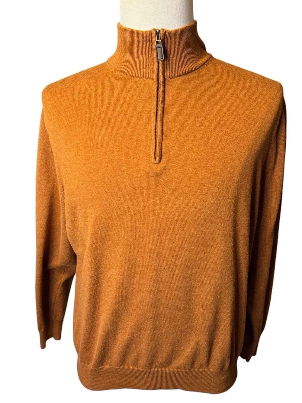 Jos. A. Bank Rust Autumn 100% Pima Cotton Quarter Zip Sweater Men’s Large